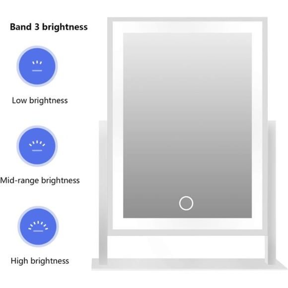 Lighted Hollywood Vanity Makeup Mirror Control 3-Gear Dimable Light 360°Rotation - Picture 2 of 6